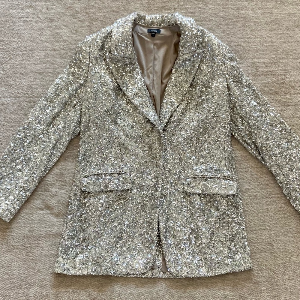 Express silver sequin blazer
